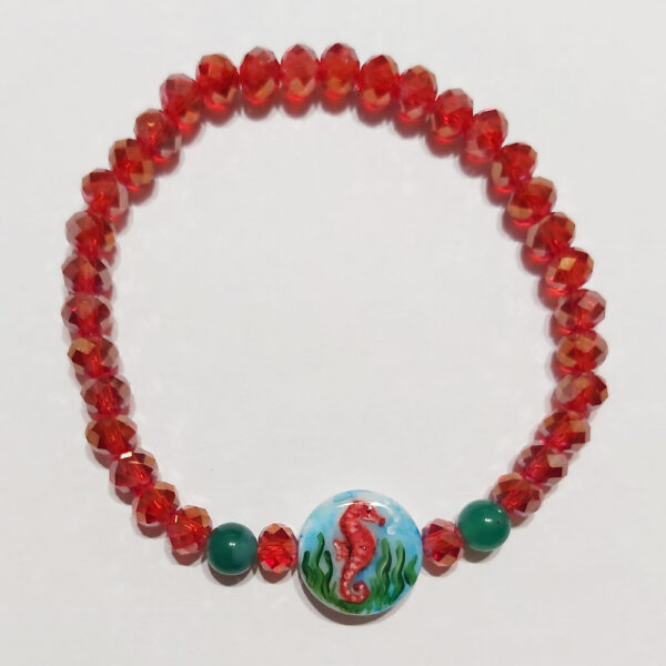 Bracciale con madreperla, agata brasiliana e cristalli
