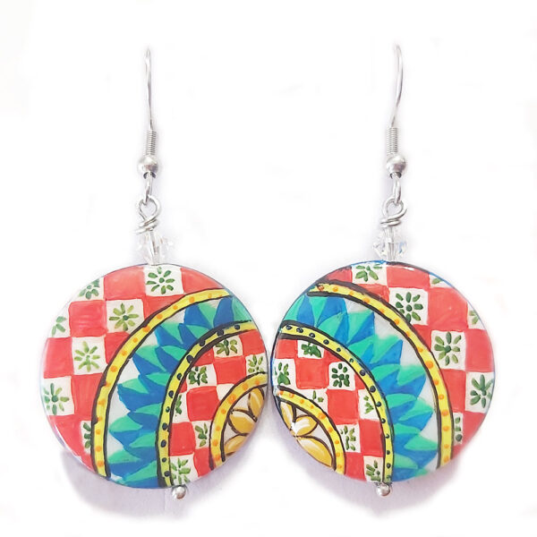Orecchini con madreperla, acciaio e cristalli Swarovski